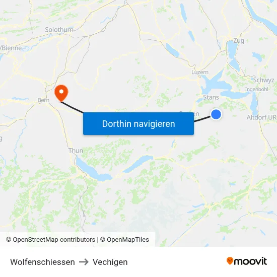 Wolfenschiessen to Vechigen map
