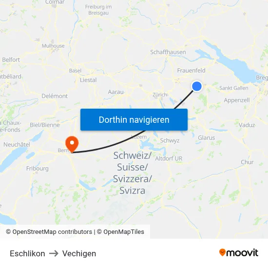 Eschlikon to Vechigen map