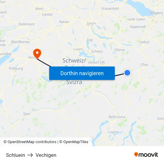 Schluein to Vechigen map