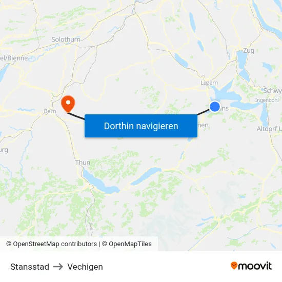 Stansstad to Vechigen map