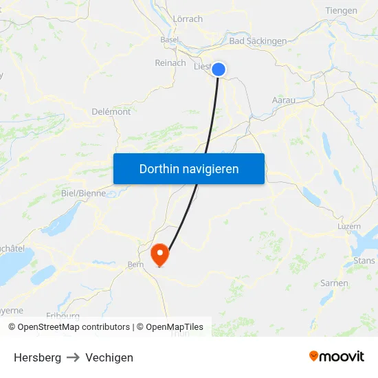 Hersberg to Vechigen map