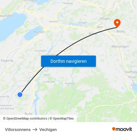 Villorsonnens to Vechigen map