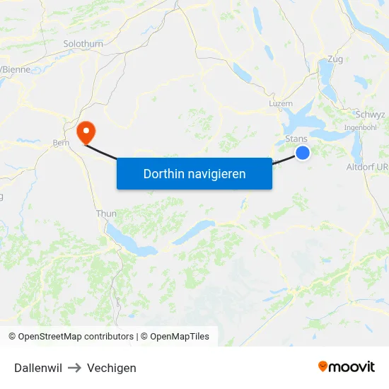 Dallenwil to Vechigen map