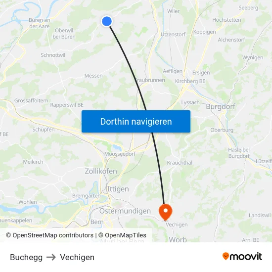 Buchegg to Vechigen map