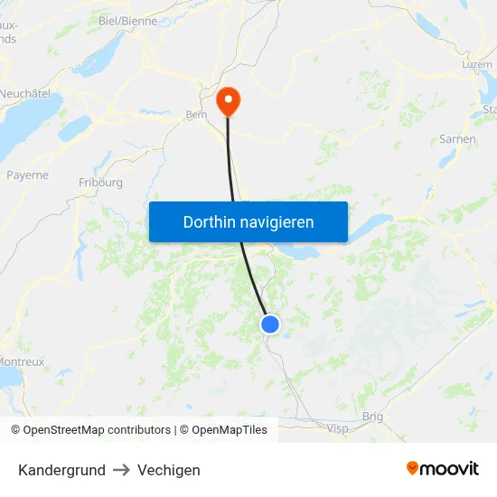 Kandergrund to Vechigen map