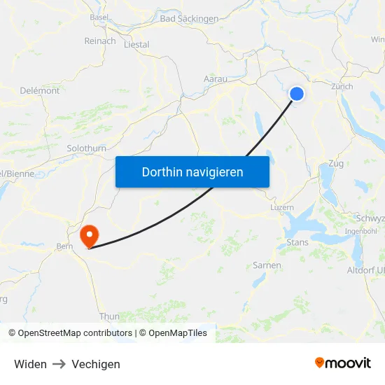 Widen to Vechigen map