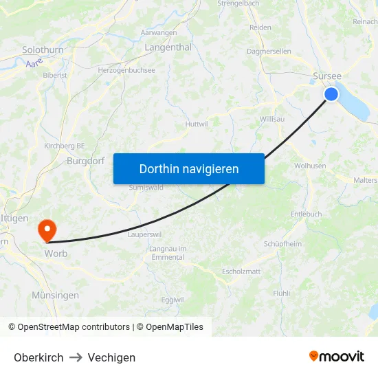 Oberkirch to Vechigen map
