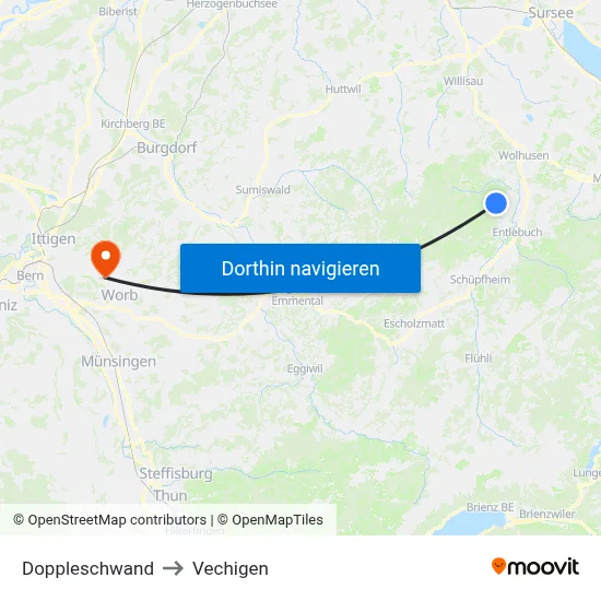 Doppleschwand to Vechigen map
