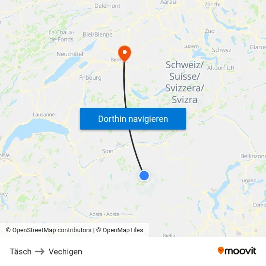 Täsch to Vechigen map