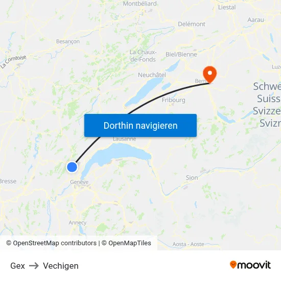 Gex to Vechigen map