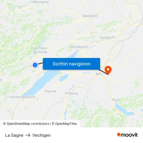 La Sagne to Vechigen map