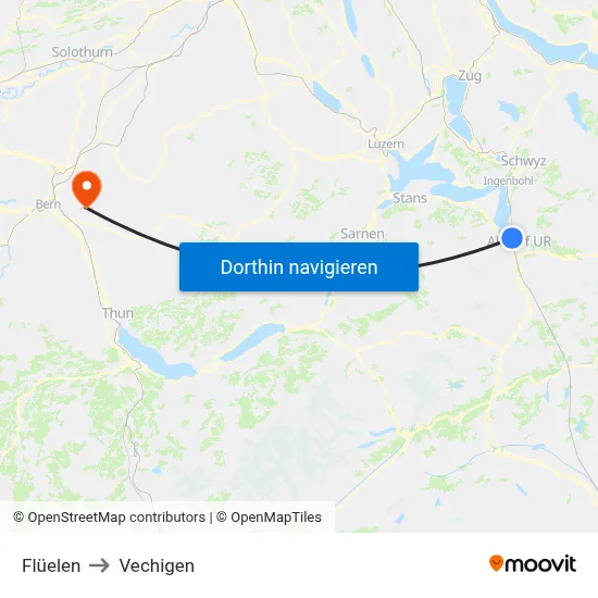 Flüelen to Vechigen map