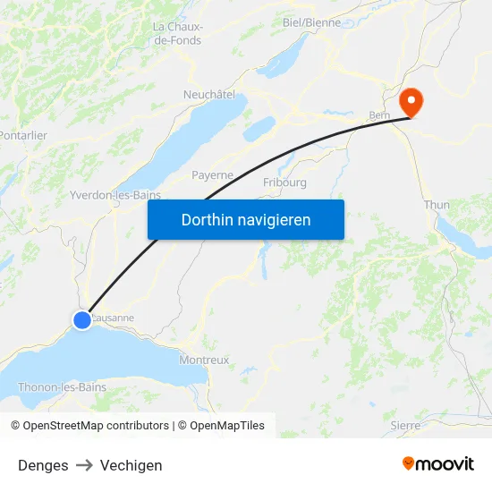 Denges to Vechigen map