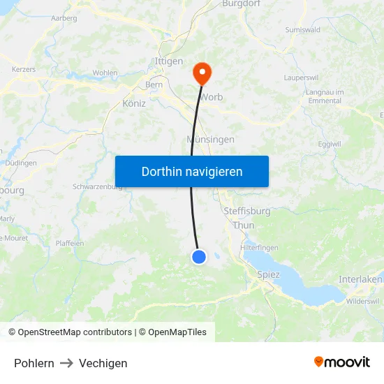 Pohlern to Vechigen map