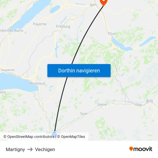 Martigny to Vechigen map