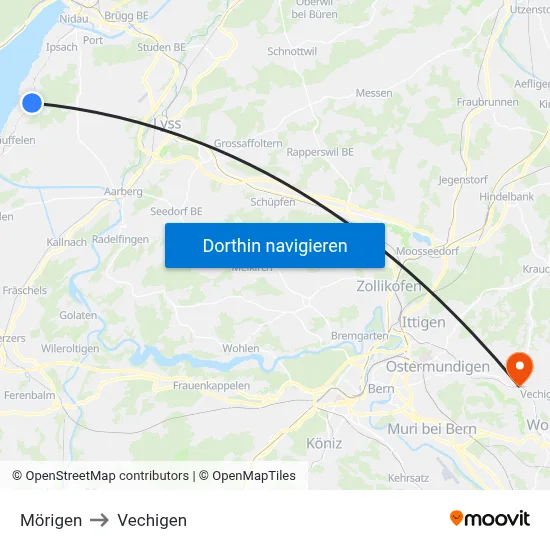 Mörigen to Vechigen map
