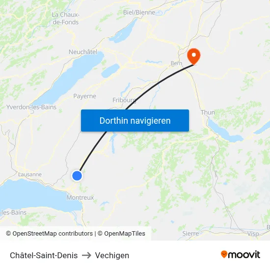 Châtel-Saint-Denis to Vechigen map