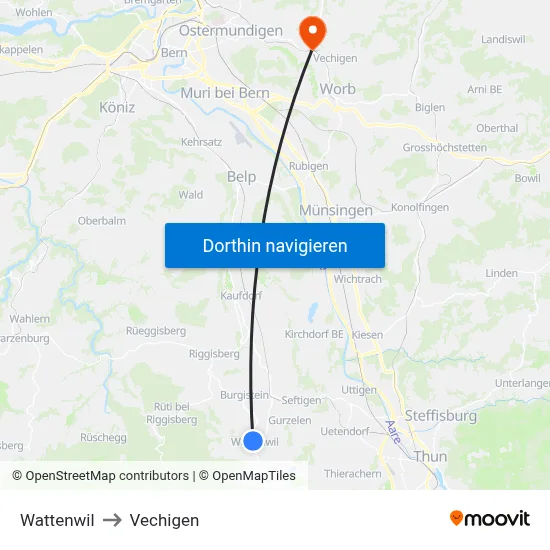 Wattenwil to Vechigen map