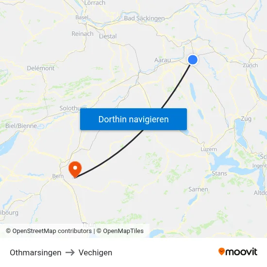 Othmarsingen to Vechigen map
