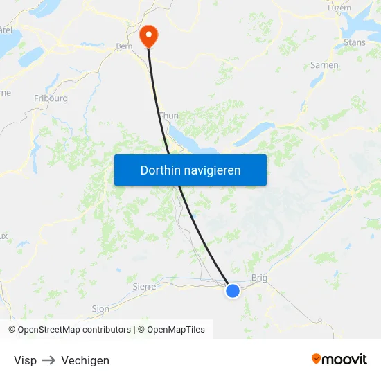 Visp to Vechigen map