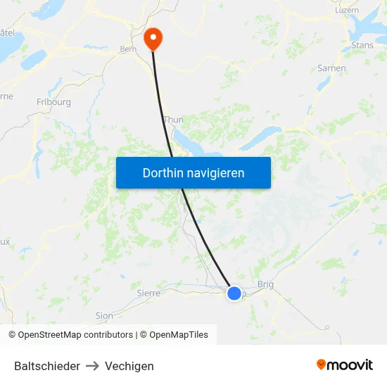 Baltschieder to Vechigen map