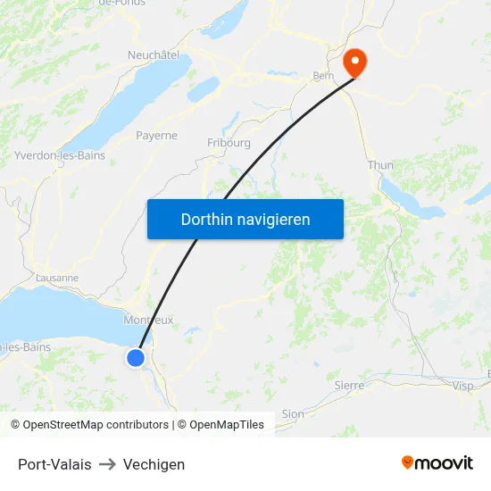 Port-Valais to Vechigen map