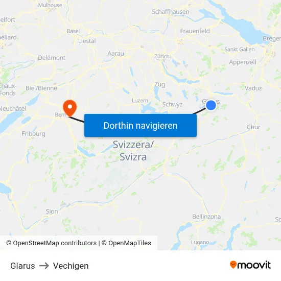 Glarus to Vechigen map