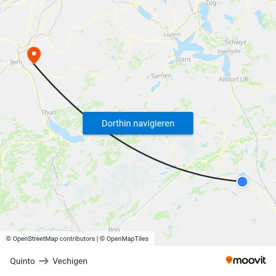 Quinto to Vechigen map
