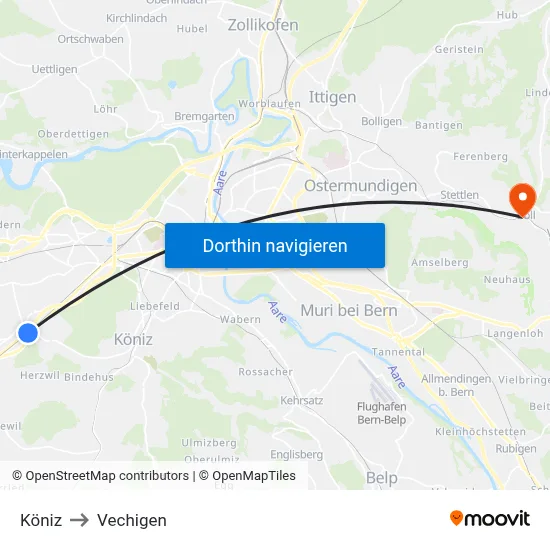 Köniz to Vechigen map