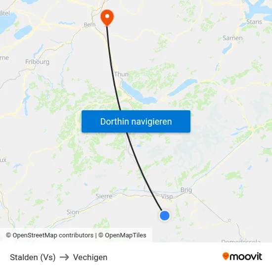 Stalden (Vs) to Vechigen map