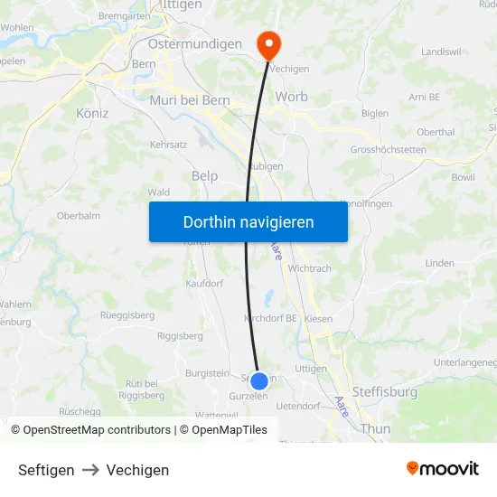 Seftigen to Vechigen map