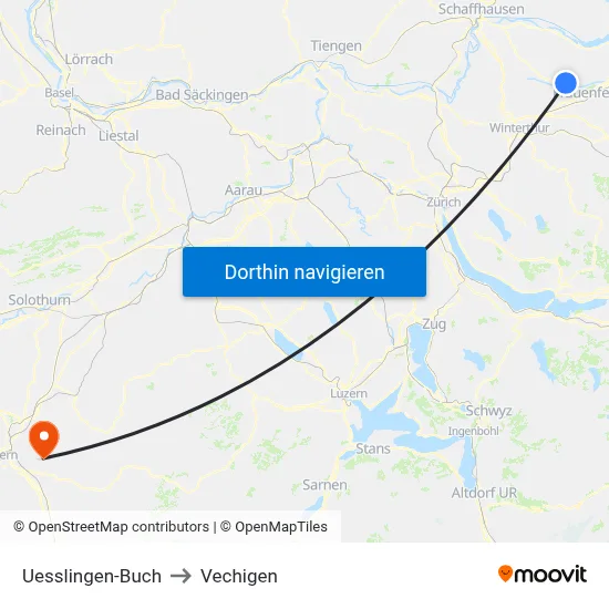 Uesslingen-Buch to Vechigen map
