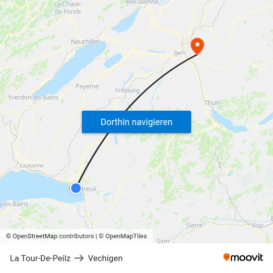 La Tour-De-Peilz to Vechigen map