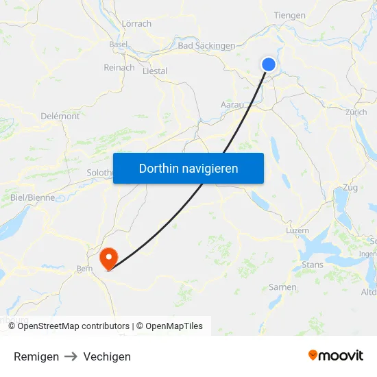 Remigen to Vechigen map