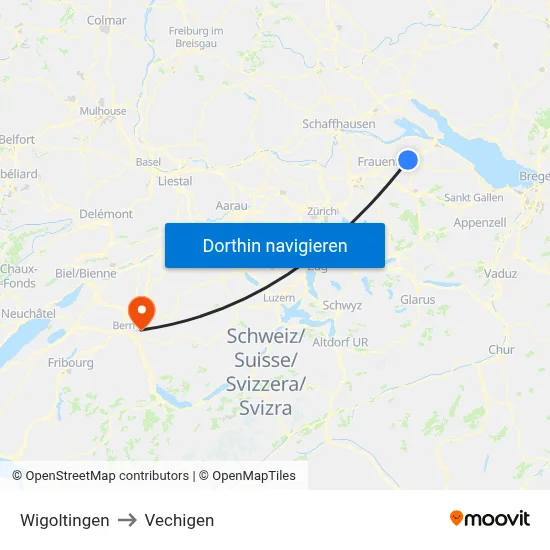 Wigoltingen to Vechigen map