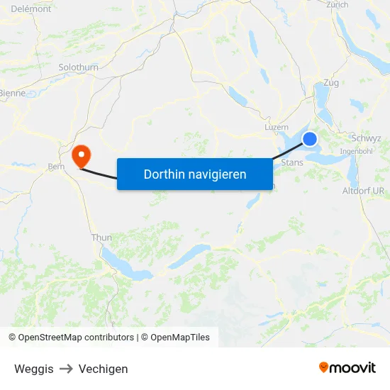 Weggis to Vechigen map