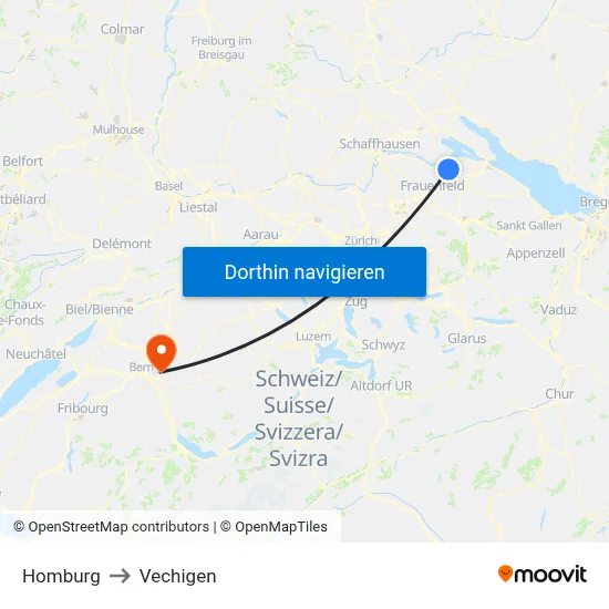 Homburg to Vechigen map