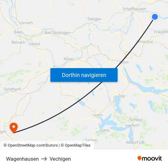 Wagenhausen to Vechigen map