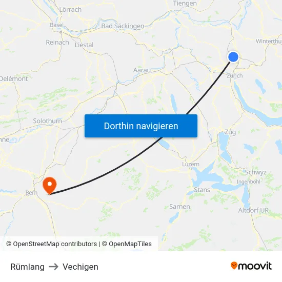 Rümlang to Vechigen map