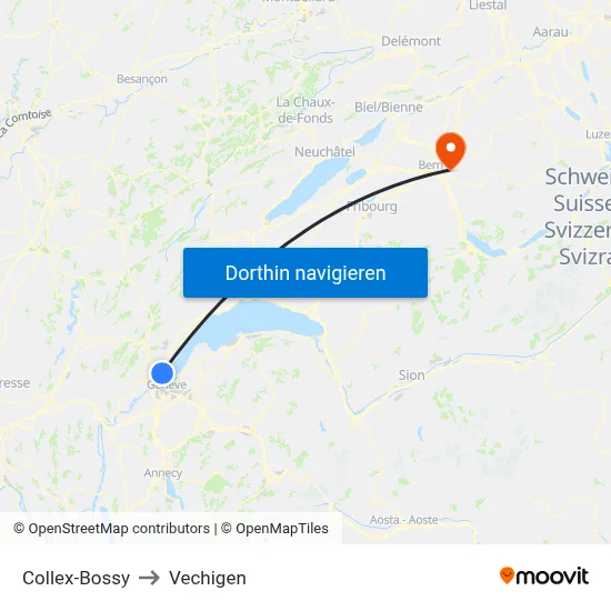 Collex-Bossy to Vechigen map
