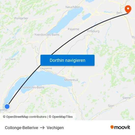 Collonge-Bellerive to Vechigen map