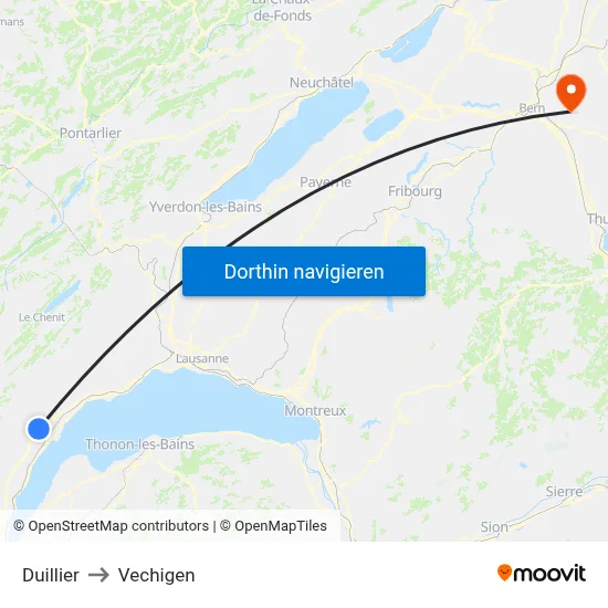 Duillier to Vechigen map