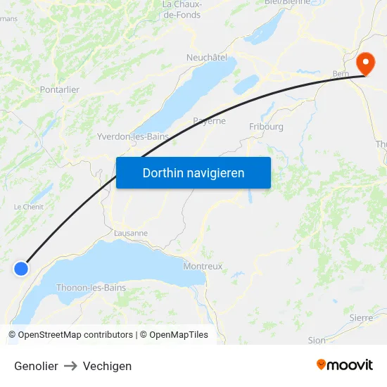 Genolier to Vechigen map