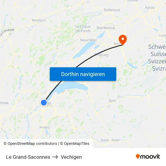Le Grand-Saconnex to Vechigen map