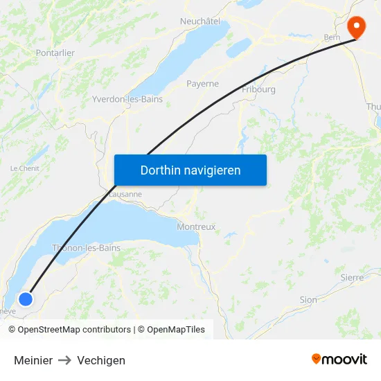Meinier to Vechigen map