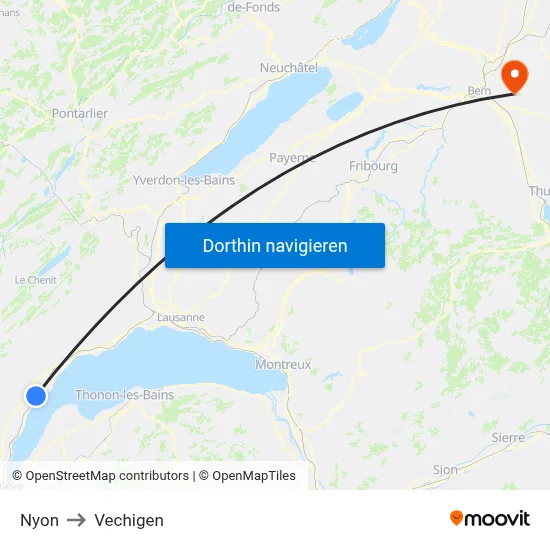 Nyon to Vechigen map