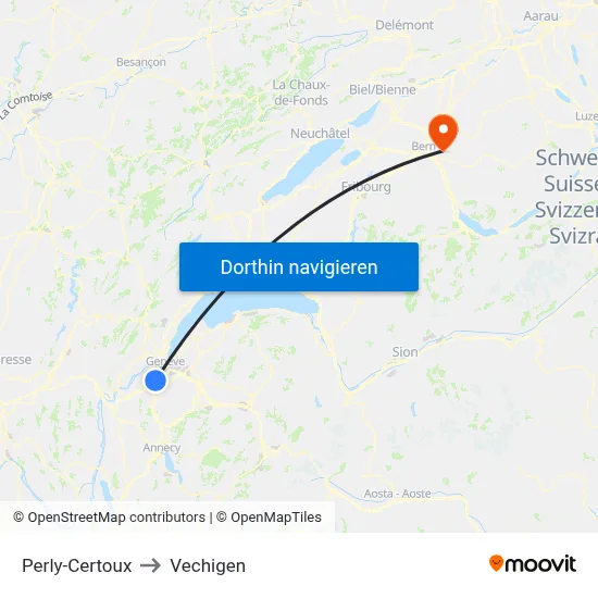 Perly-Certoux to Vechigen map