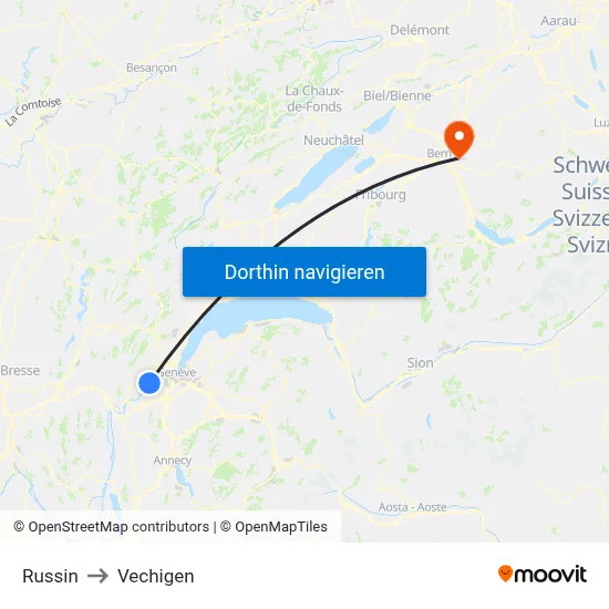 Russin to Vechigen map