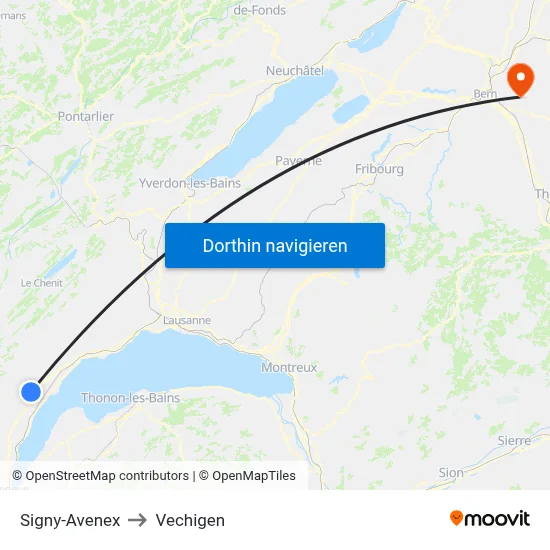 Signy-Avenex to Vechigen map