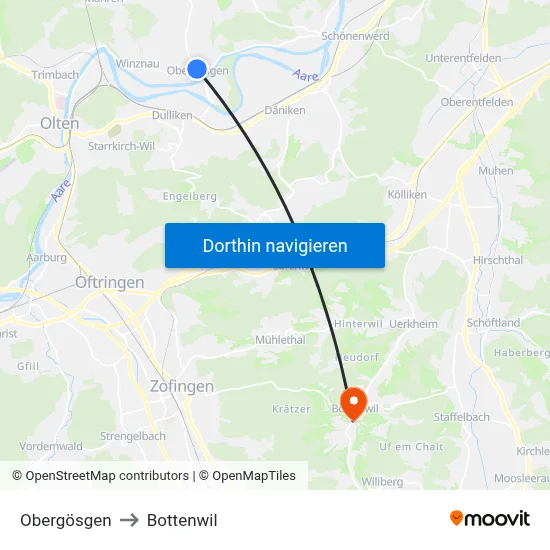 Obergösgen to Bottenwil map
